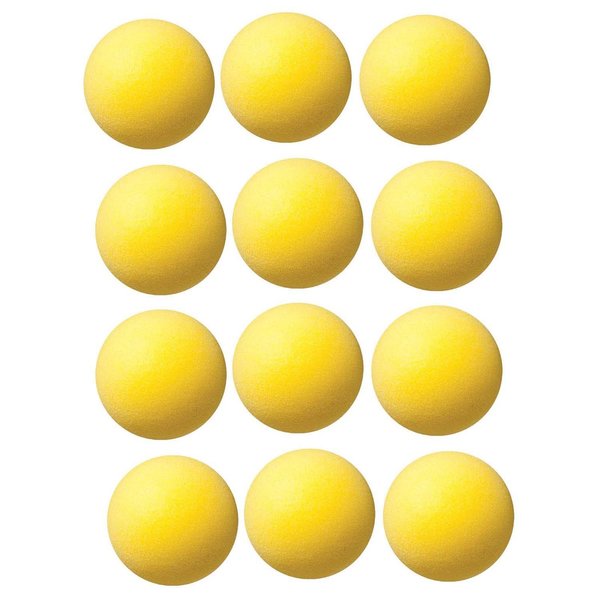 Champion Sports Uncoated Regular Density Foam Ball, 4in, Yellow, PK12 RD4